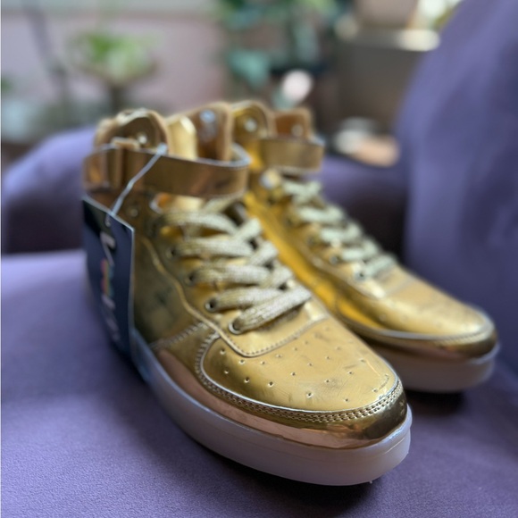 Gold Light Up High-Top Sneakers - Picture 1 of 4